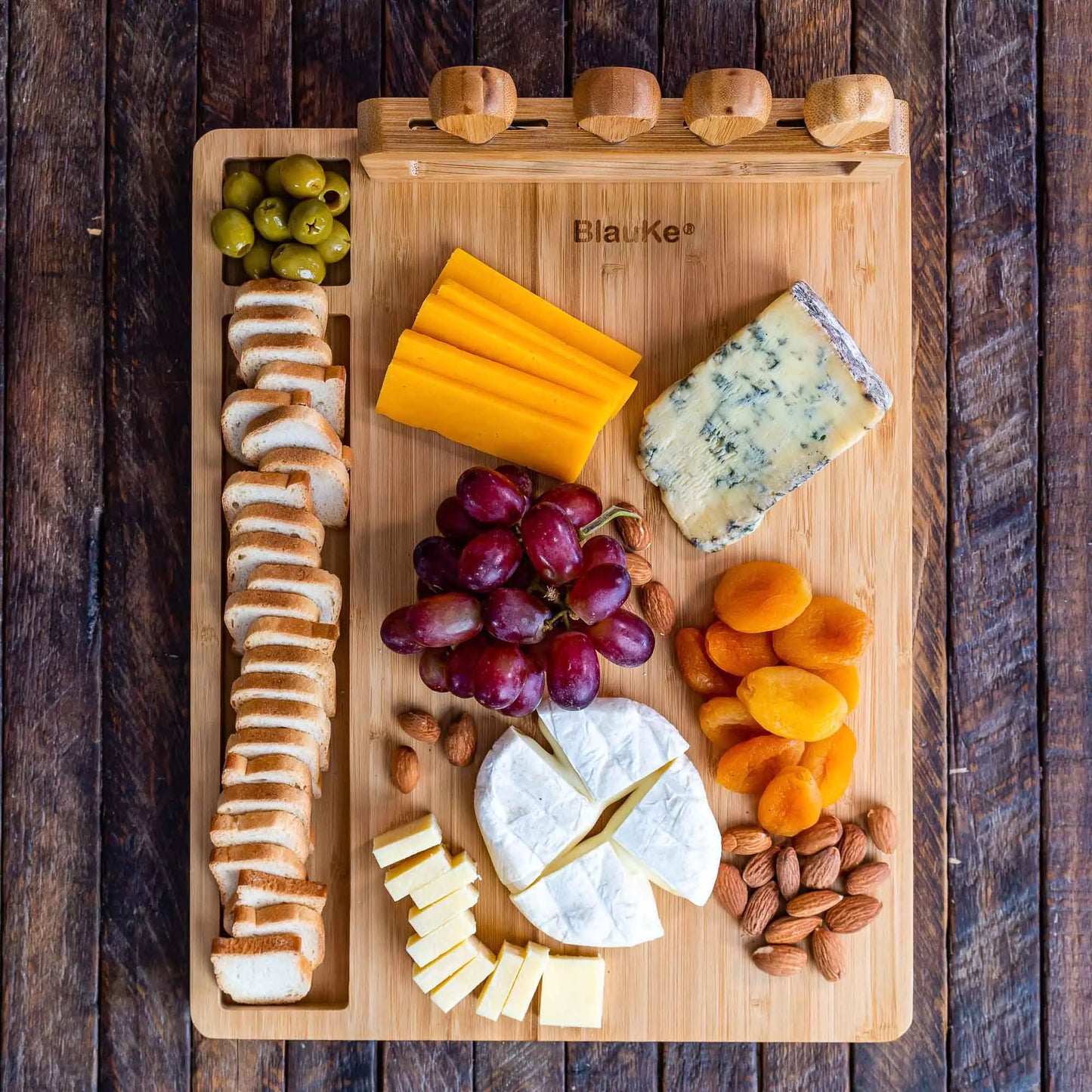 Bamboo Charcuterie Board & Knife Ensemble - 14x11 inch