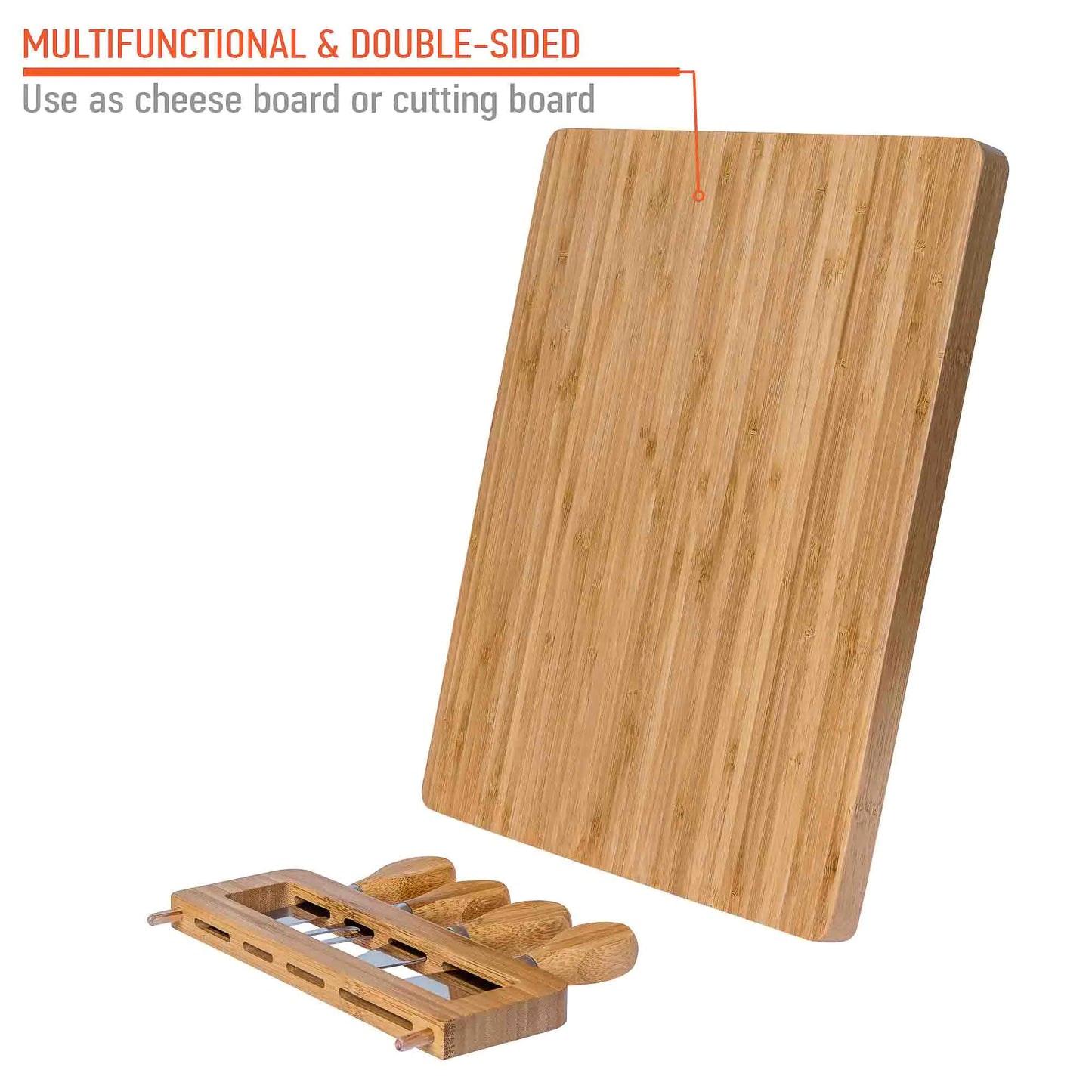Bamboo Charcuterie Board & Knife Ensemble - 14x11 inch
