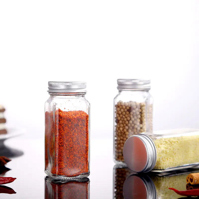 Clear Square Seasoning Jars Set