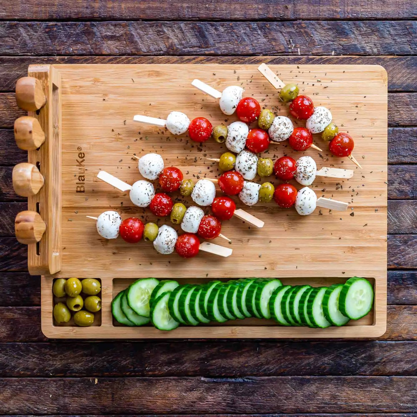 Bamboo Charcuterie Board & Knife Ensemble - 14x11 inch