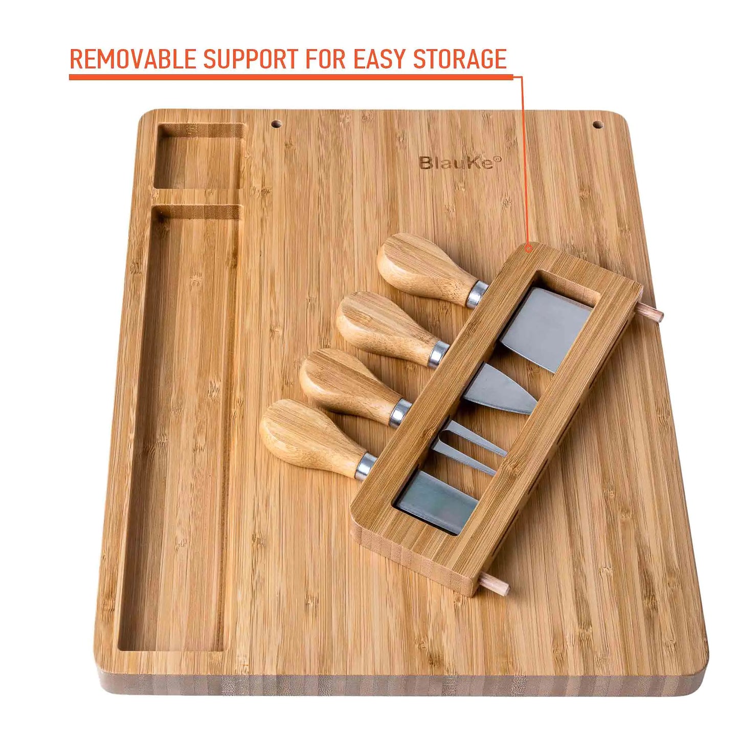 Bamboo Charcuterie Board & Knife Ensemble - 14x11 inch