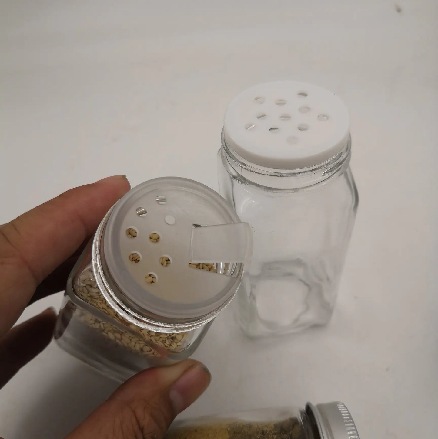 Clear Square Seasoning Jars Set