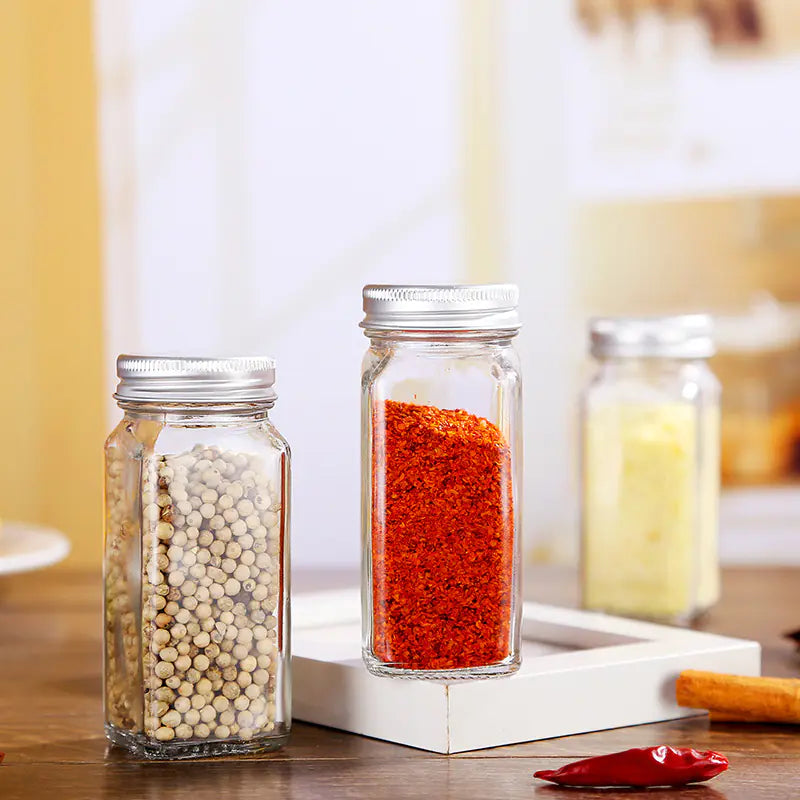 Clear Square Seasoning Jars Set