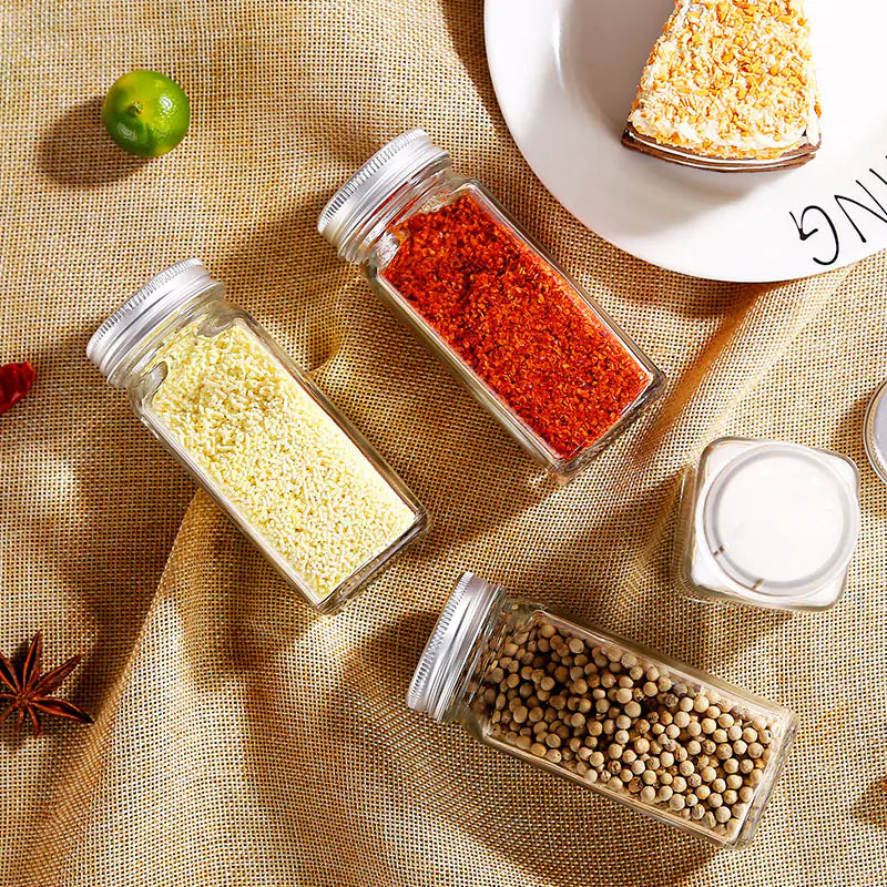 Clear Square Seasoning Jars Set
