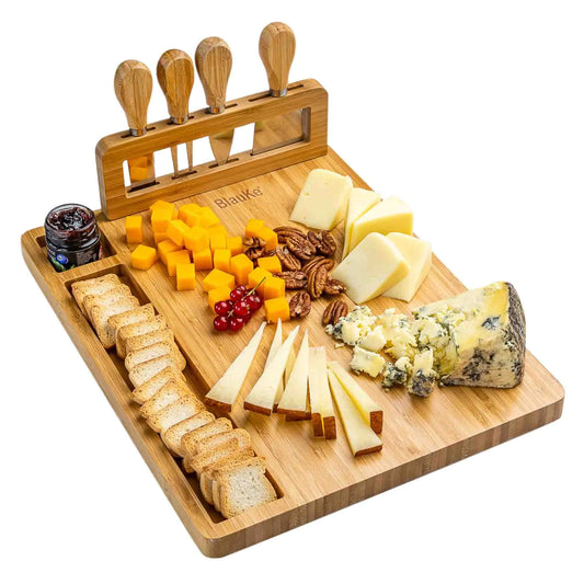 Bamboo Charcuterie Board & Knife Ensemble - 14x11 inch
